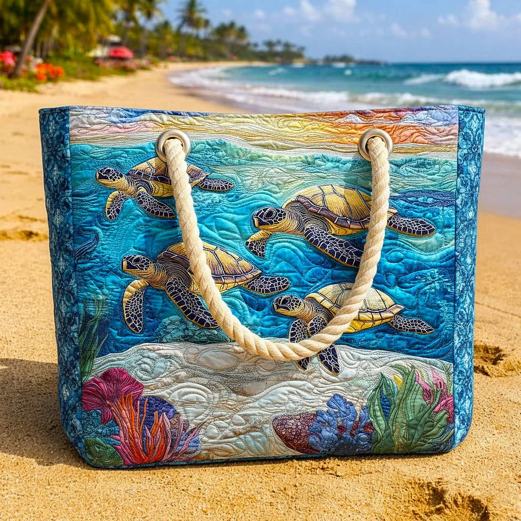 Bolsa de Praia Feita à Mão | Tartaruga Marinha