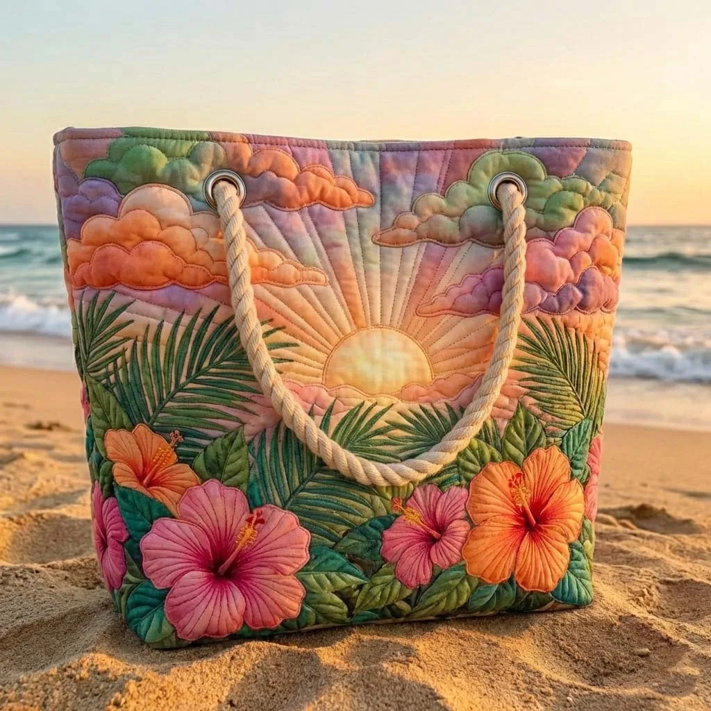 Bolsa de Praia Feita à Mão | Amanhecer Tropical