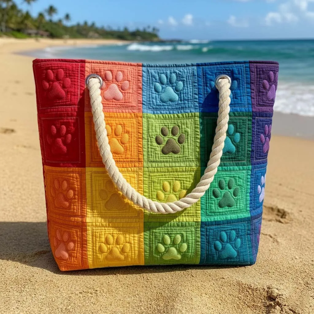 Bolsa de Praia Feita à Mão | Estampa de Pegada