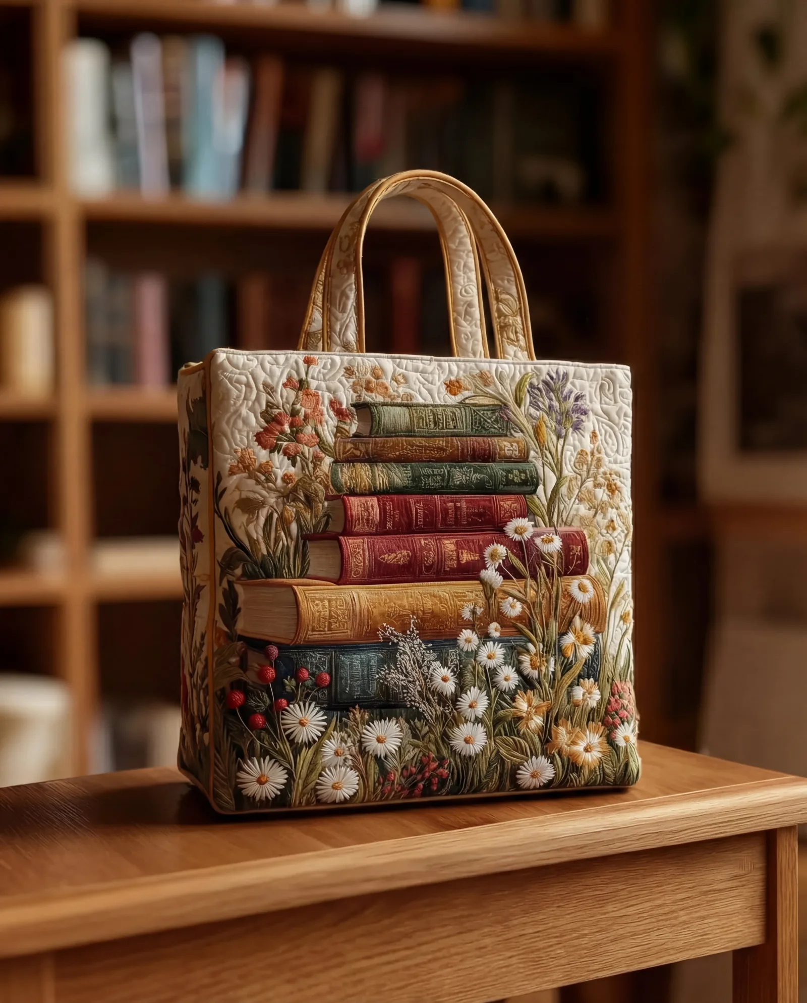 Bolsa Artesanal Acolchoada "Motivo Floral"